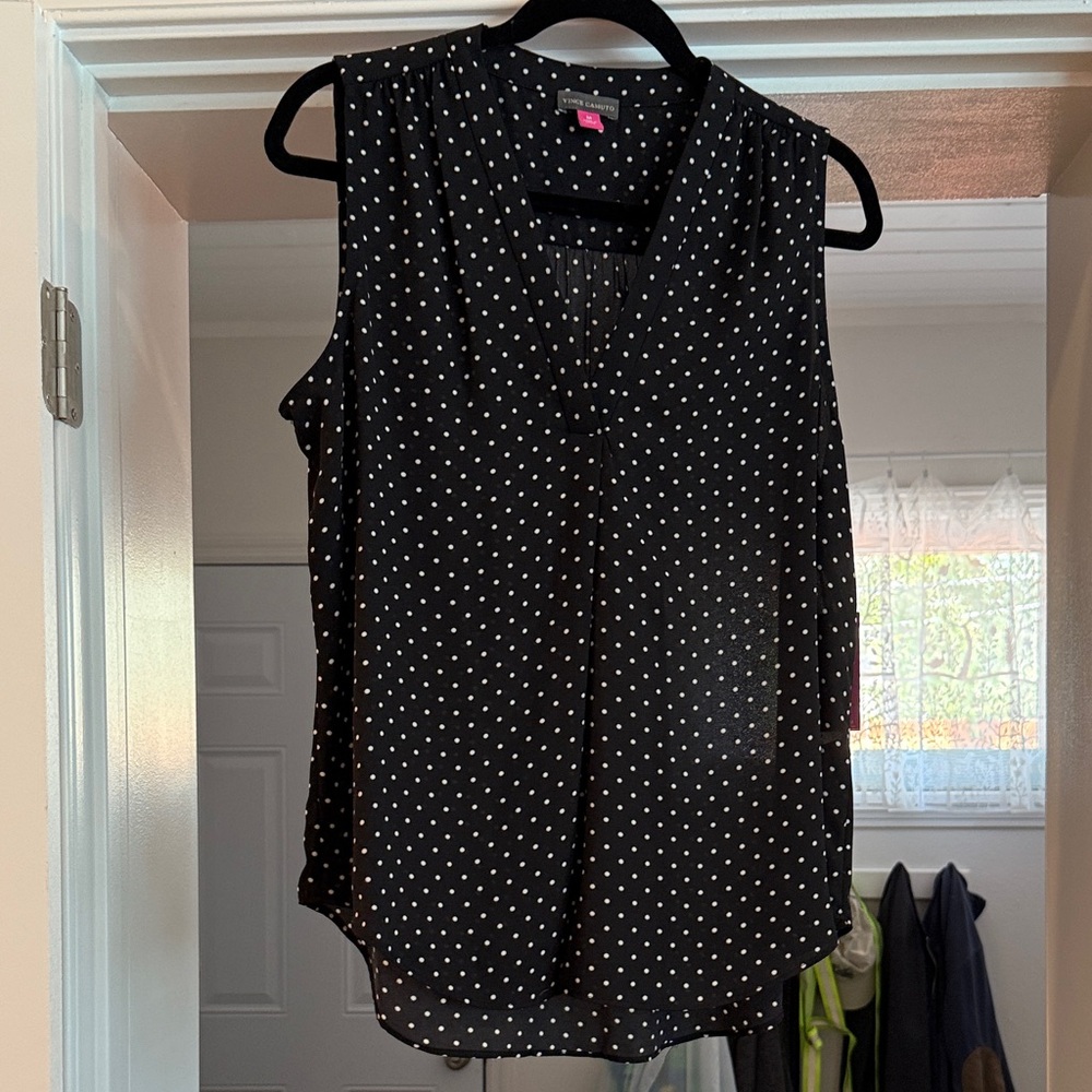 Vince Camuto Black and White Polka Dot Blouse